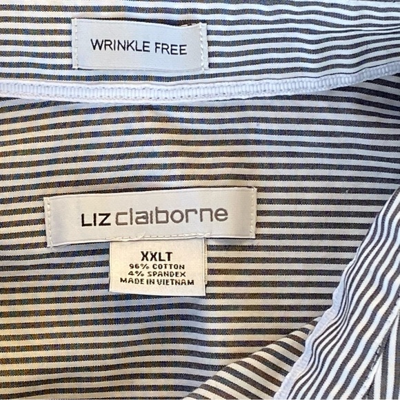 Liz Claiborne Wrinkle Free Women’s Size XXLT Black and White Striped Blouse - Picture 2 of 5